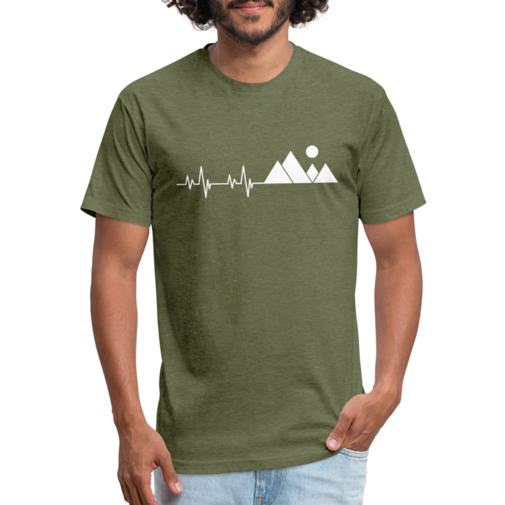 Mountain Pulse - Premium Graphic Tee - heather military green