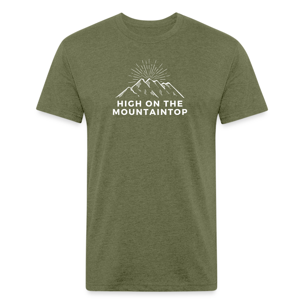 Premium Graphic Tee (High on the mountaintop) - heather military green