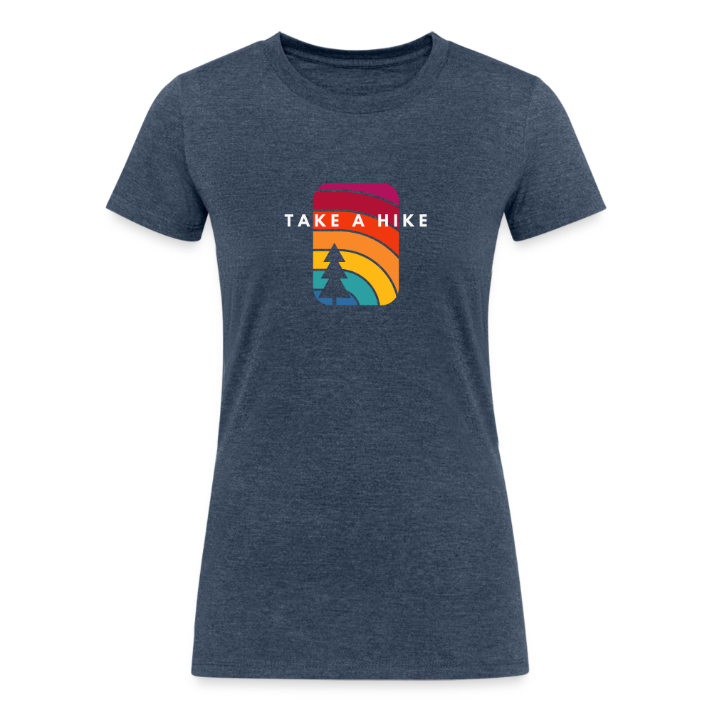 Women's Tri-Blend Organic T-Shirt (Take a hike) - heather navy