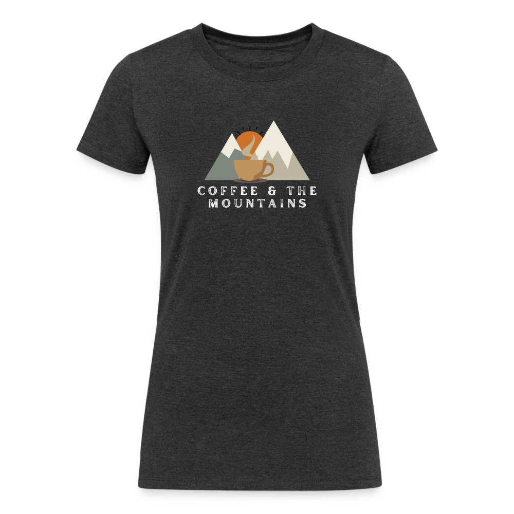 Women's Tri-Blend Organic T-Shirt (coffee & the mountains) - heather black