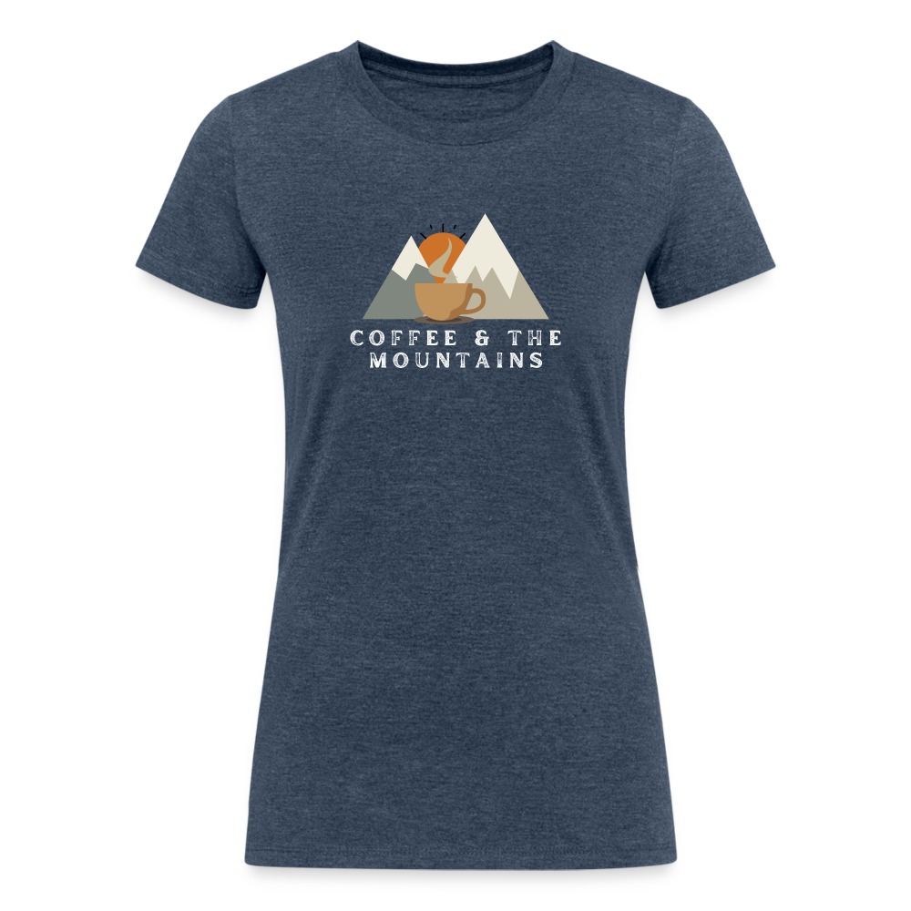 Women's Tri-Blend Organic T-Shirt (coffee & the mountains) - heather navy