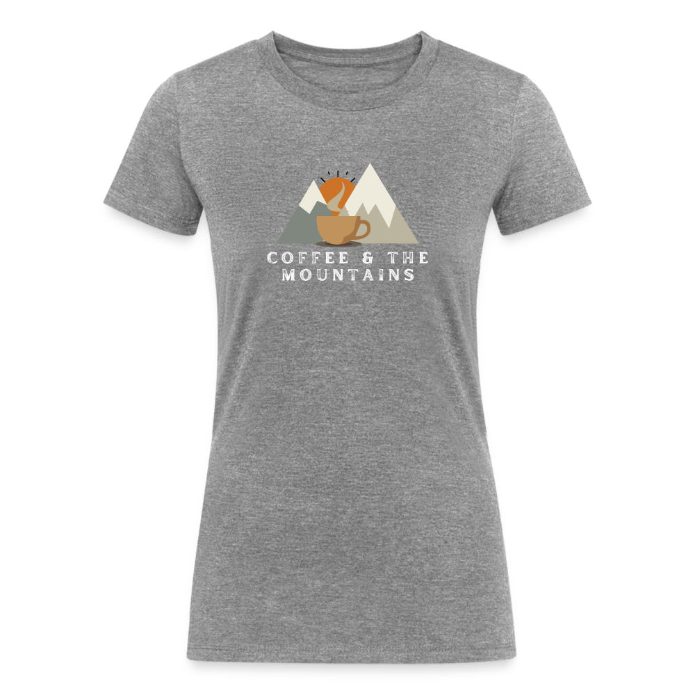 Women's Tri-Blend Organic T-Shirt (coffee & the mountains) - heather gray