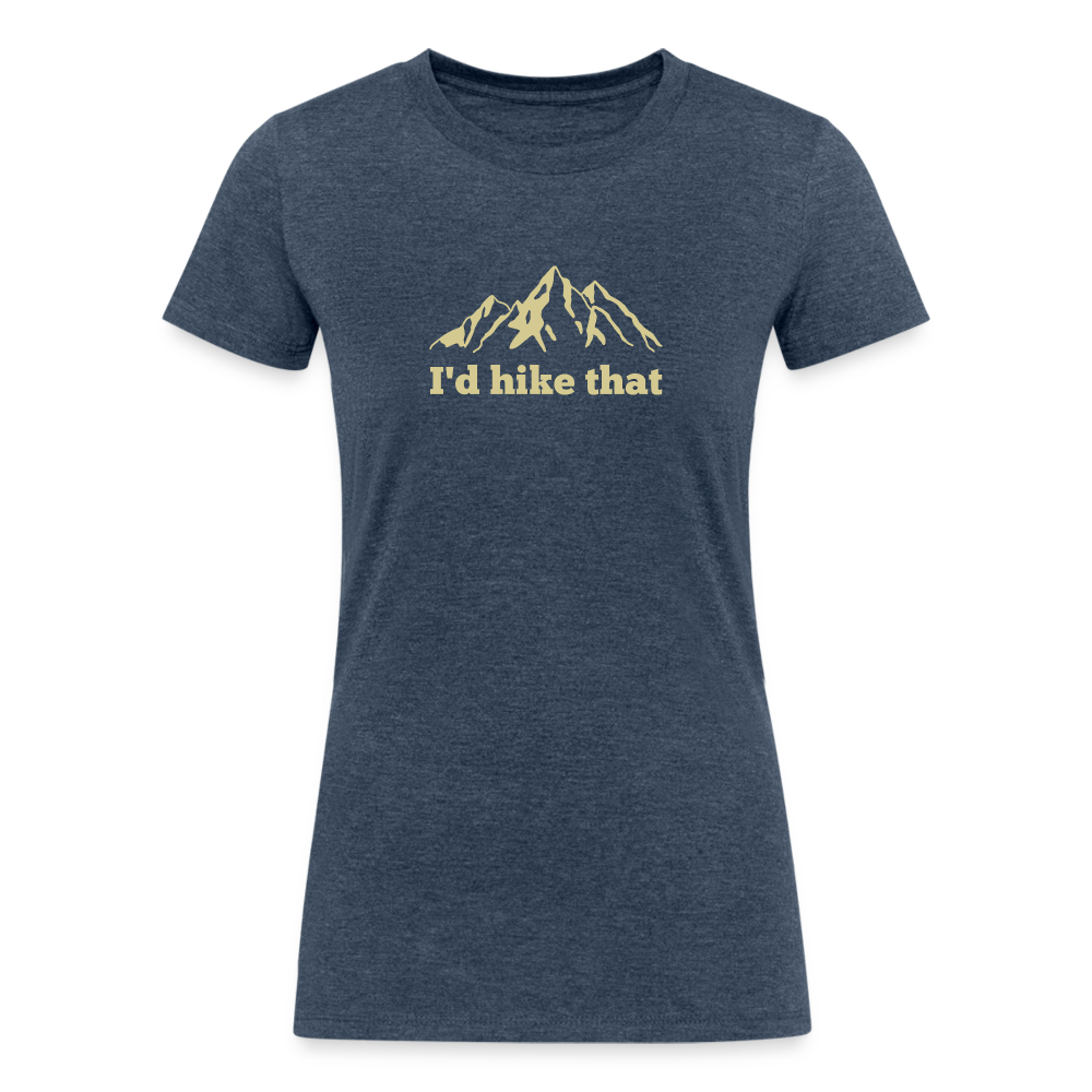 Women's Tri-Blend Organic T-Shirt (I'd hike that) - heather navy